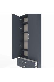 Arges Dolap 5 Raflı 2 Çekmeceli 2 Kapaklı 88x30x221 Antrasit-Antrasit