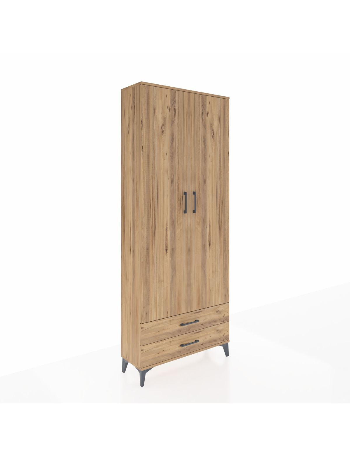 Arges Dolap 5 Raflı 2 Çekmeceli 2 Kapaklı 88x30x221 Çam-Çam