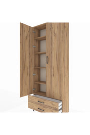 Arges Dolap 5 Raflı 2 Çekmeceli 2 Kapaklı 88x30x221 Çam-Çam