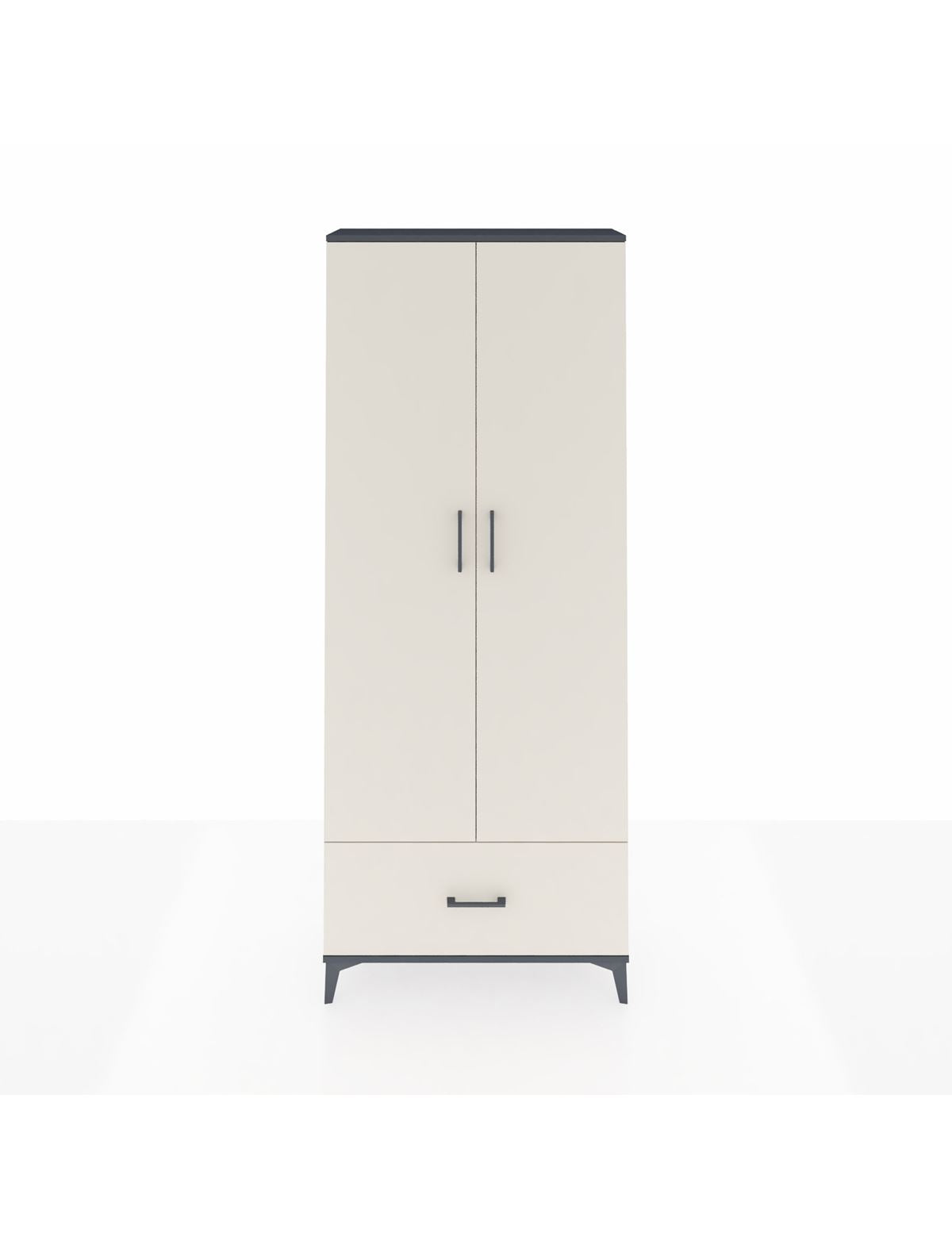 Arges Dolap 2 Raflı Tek Çekmeceli Tek Askılı 88x30x221 Antrasit-Aytaşı