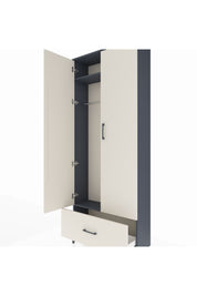 Arges Dolap 2 Raflı Tek Çekmeceli Tek Askılı 88x30x221 Antrasit-Aytaşı