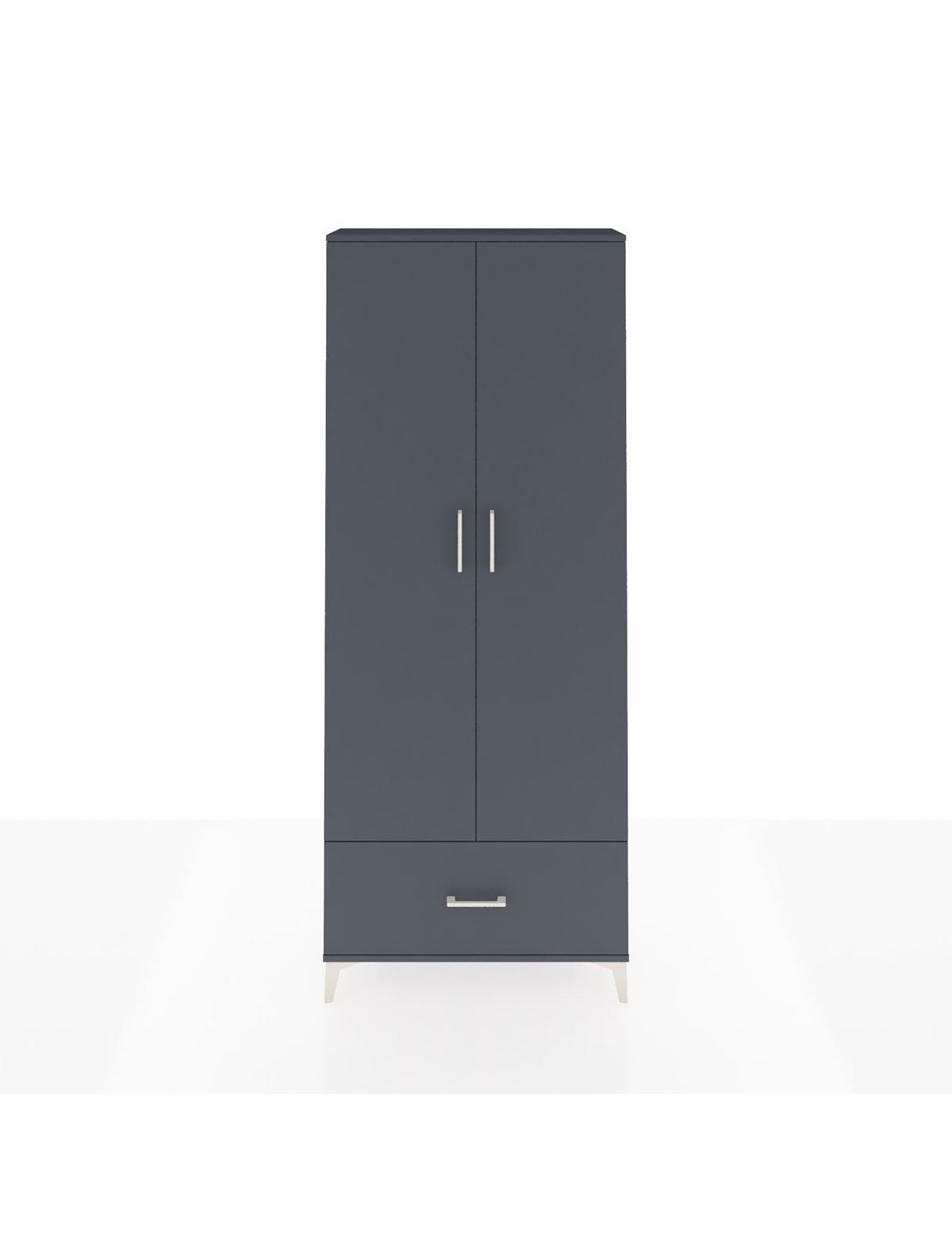 Arges Dolap 2 Raflı Tek Çekmeceli Tek Askılı 88x30x221 Antrasit-Antrasit