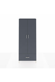 Arges Dolap 2 Raflı Tek Çekmeceli Tek Askılı 88x30x221 Antrasit-Antrasit