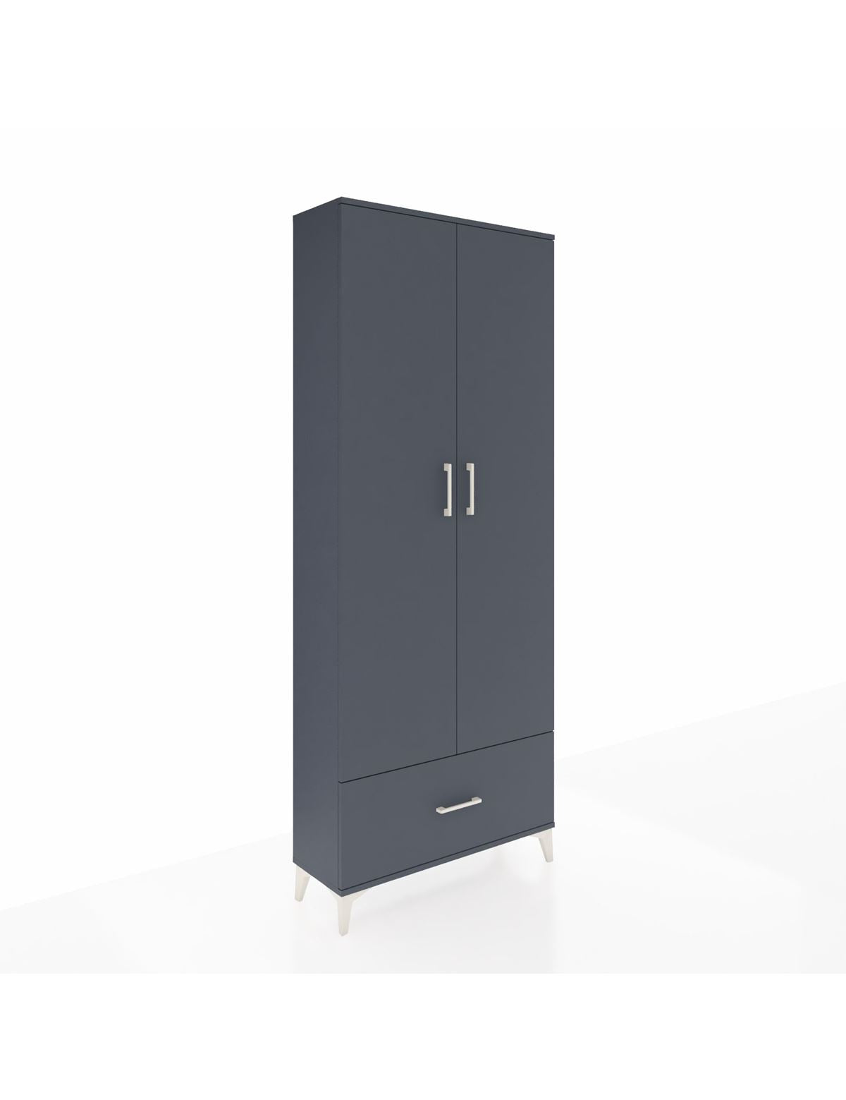 Arges Dolap 2 Raflı Tek Çekmeceli Tek Askılı 88x30x221 Antrasit-Antrasit