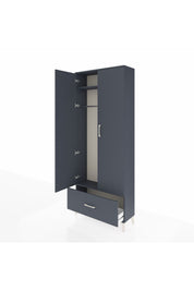 Arges Dolap 2 Raflı Tek Çekmeceli Tek Askılı 88x30x221 Antrasit-Antrasit