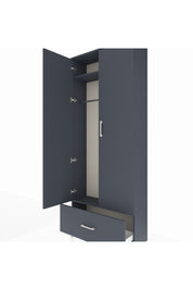Arges Dolap 2 Raflı Tek Çekmeceli Tek Askılı 88x30x221 Antrasit-Antrasit