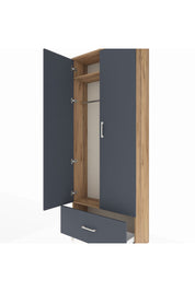 Arges Dolap 2 Raflı Tek Çekmeceli Tek Askılı 88x30x221 Çam-Antrasit
