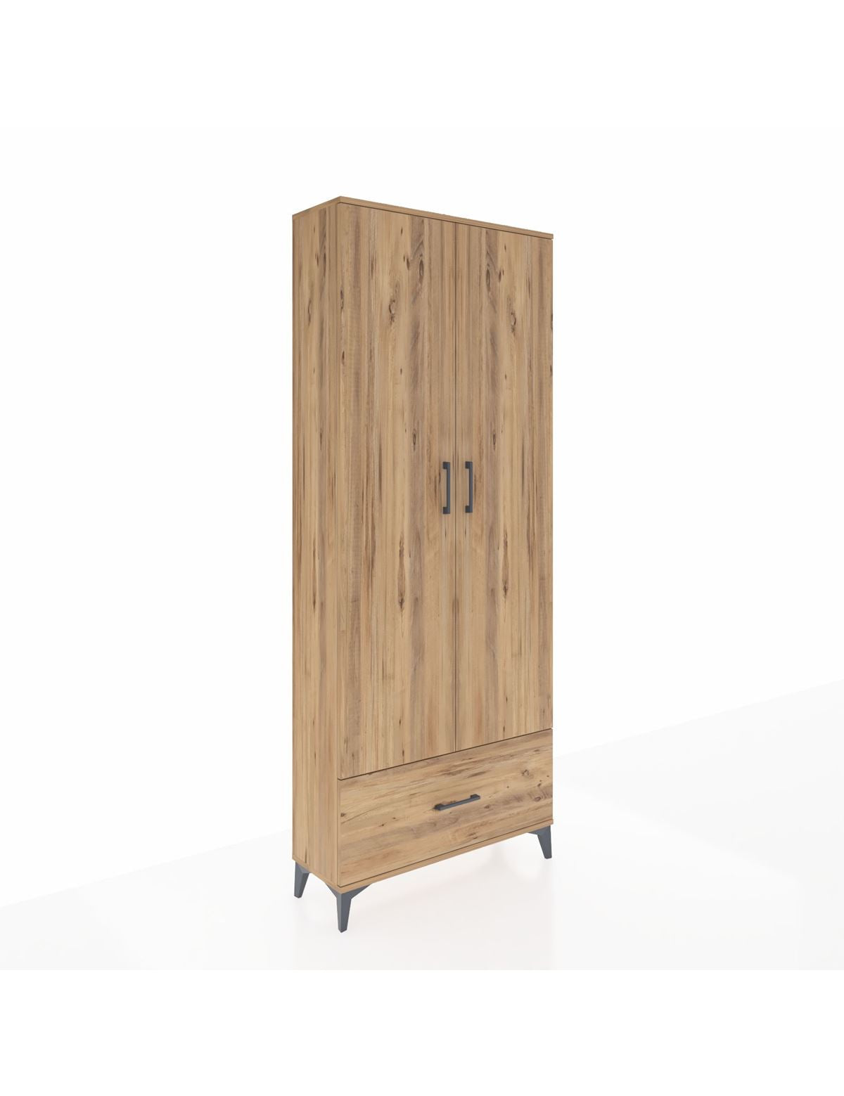 Arges Dolap 2 Raflı Tek Çekmeceli Tek Askılı 88x30x221 Çam-Çam