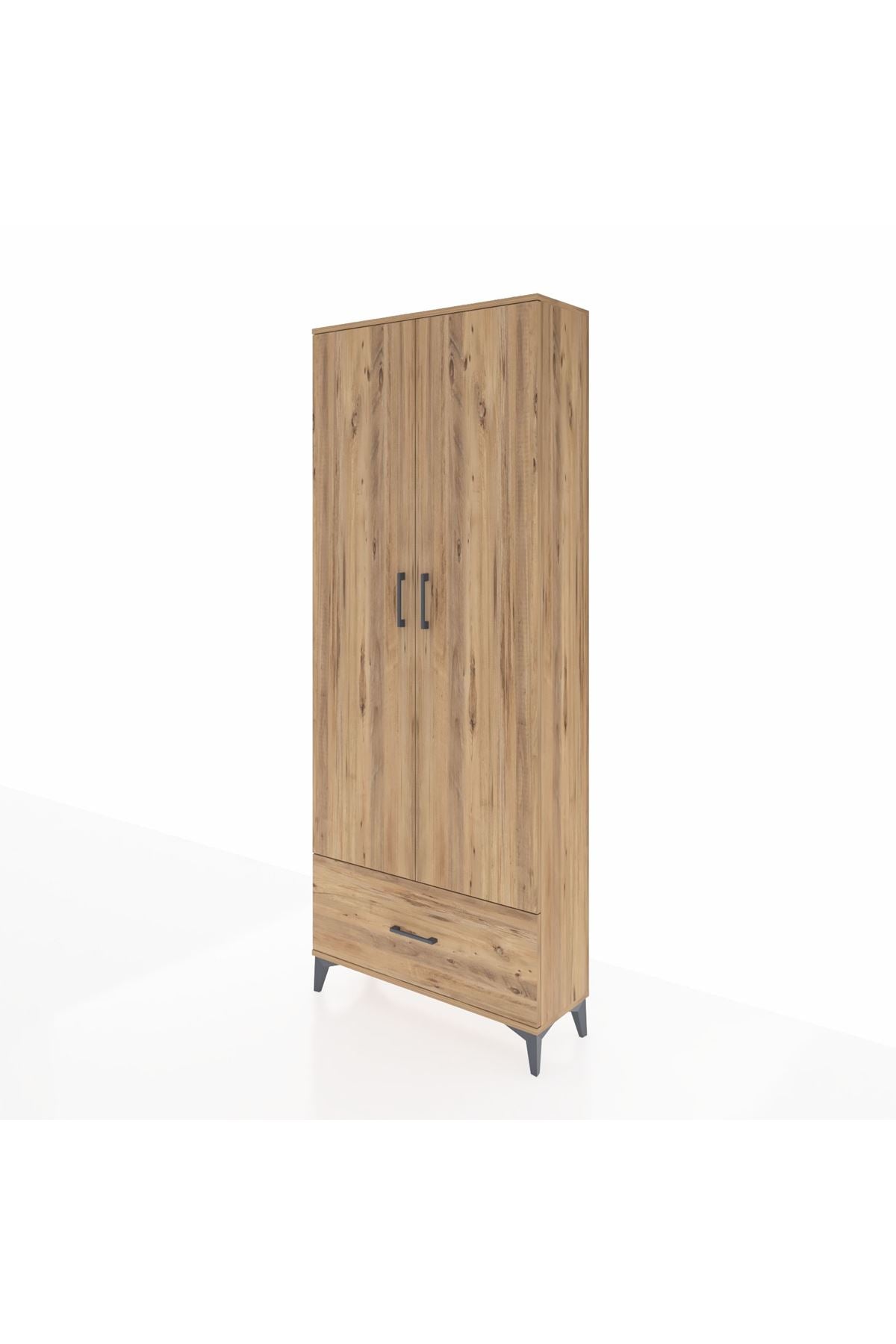 Arges Dolap 2 Raflı Tek Çekmeceli Tek Askılı 88x30x221 Çam-Çam