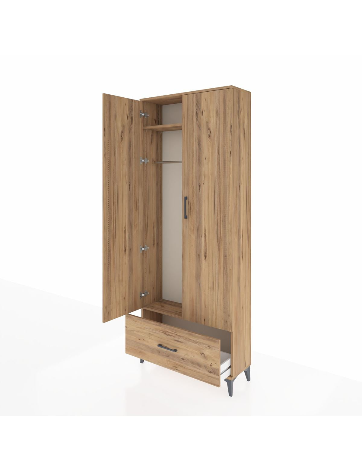 Arges Dolap 2 Raflı Tek Çekmeceli Tek Askılı 88x30x221 - S30M010V9A