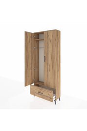 Arges Dolap 2 Raflı Tek Çekmeceli Tek Askılı 88x30x221 Çam-Çam