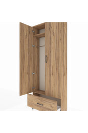 Arges Dolap 2 Raflı Tek Çekmeceli Tek Askılı 88x30x221 Çam-Çam