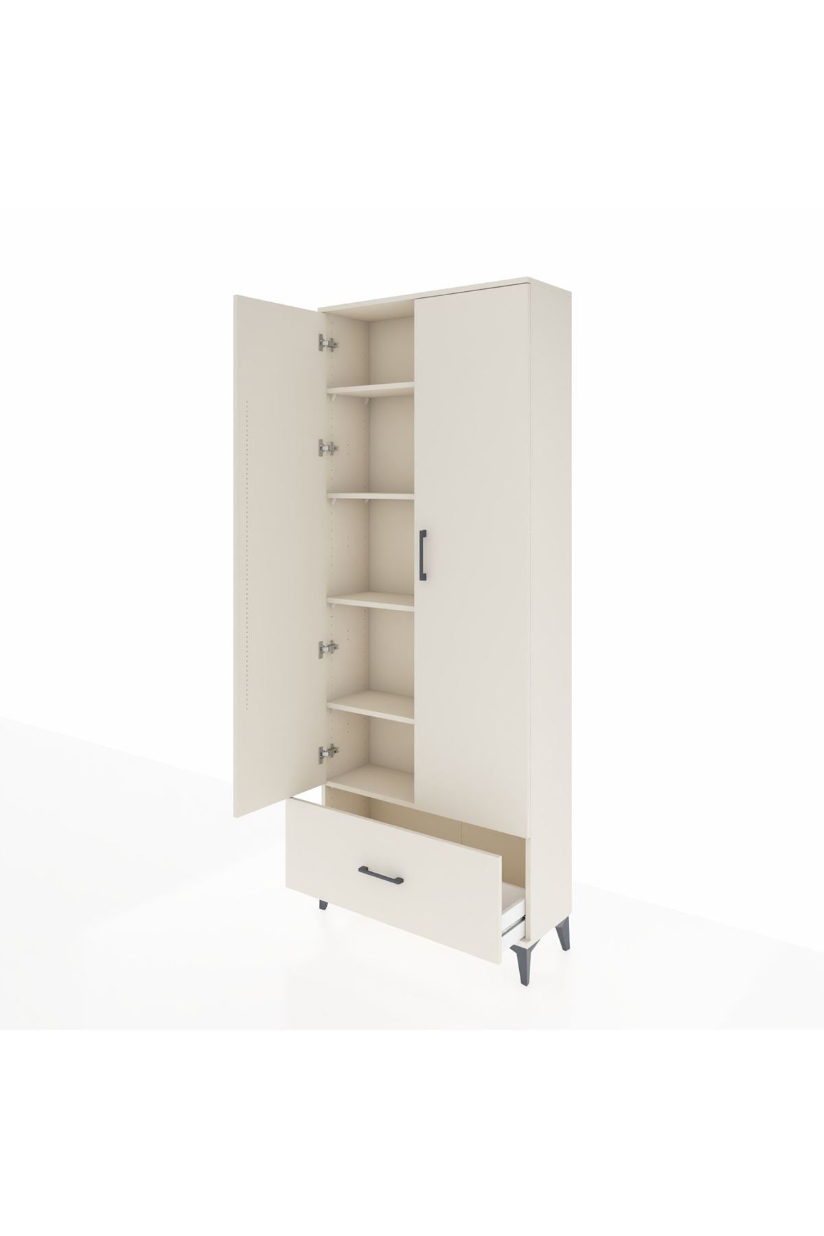 Arges Dolap 5 Raflı Tek Çekmeceli 2 Kapaklı 88x30x221 Aytaşı-Aytaşı