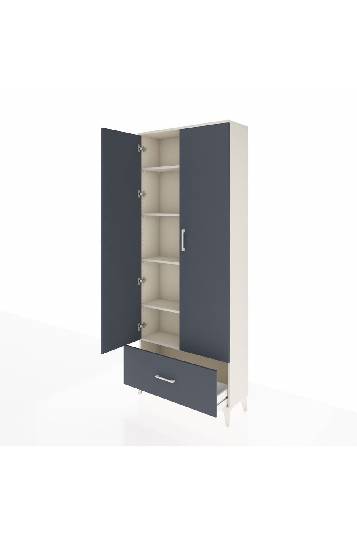 Arges Dolap 5 Raflı Tek Çekmeceli 2 Kapaklı 88x30x221 Aytaşı-Antrasit