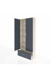 Arges Dolap 5 Raflı Tek Çekmeceli 2 Kapaklı 88x30x221 Aytaşı-Antrasit