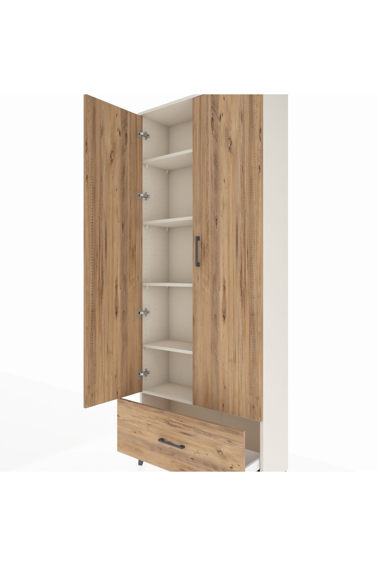 Arges Dolap 5 Raflı Tek Çekmeceli 2 Kapaklı 88x30x221 Aytaşı-Çam