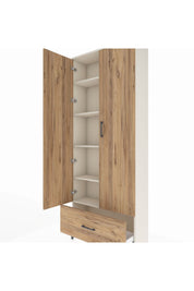 Arges Dolap 5 Raflı Tek Çekmeceli 2 Kapaklı 88x30x221 Aytaşı-Çam