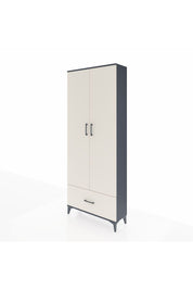 Arges Dolap 5 Raflı Tek Çekmeceli 2 Kapaklı 88x30x221 Antrasit-Aytaşı