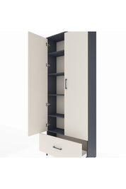 Arges Dolap 5 Raflı Tek Çekmeceli 2 Kapaklı 88x30x221 Antrasit-Aytaşı