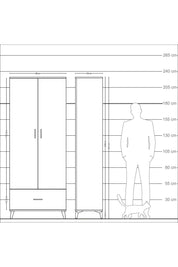Arges Dolap 5 Raflı Tek Çekmeceli 2 Kapaklı 88x30x221 Antrasit-Aytaşı
