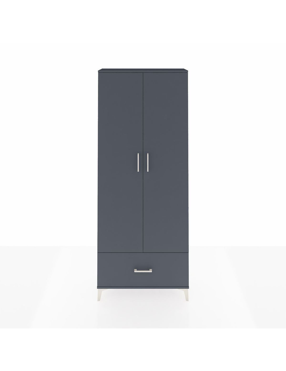 Arges Dolap 5 Raflı Tek Çekmeceli 2 Kapaklı 88x30x221 Antrasit-Antrasit