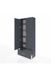Arges Dolap 5 Raflı Tek Çekmeceli 2 Kapaklı 88x30x221 Antrasit-Antrasit