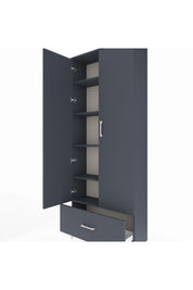 Arges Dolap 5 Raflı Tek Çekmeceli 2 Kapaklı 88x30x221 Antrasit-Antrasit