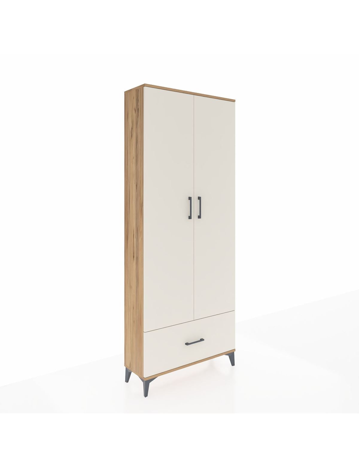 Arges Dolap 5 Raflı Tek Çekmeceli 2 Kapaklı 88x30x221 Çam-Aytaşı