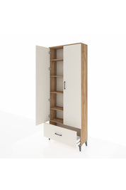Arges Dolap 5 Raflı Tek Çekmeceli 2 Kapaklı 88x30x221 Çam-Aytaşı