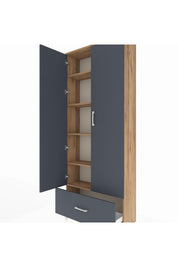 Arges Dolap 5 Raflı Tek Çekmeceli 2 Kapaklı 88x30x221 Çam-Antrasit