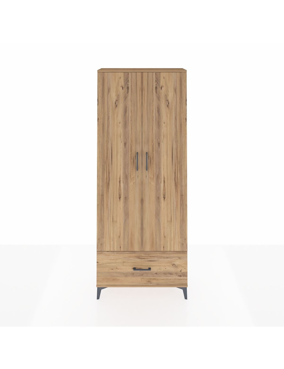 Arges Dolap 5 Raflı Tek Çekmeceli 2 Kapaklı 88x30x221 Çam-Çam