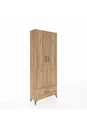 Arges Dolap 5 Raflı Tek Çekmeceli 2 Kapaklı 88x30x221 Çam-Çam