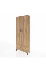 Arges Dolap 5 Raflı Tek Çekmeceli 2 Kapaklı 88x30x221 Çam-Çam