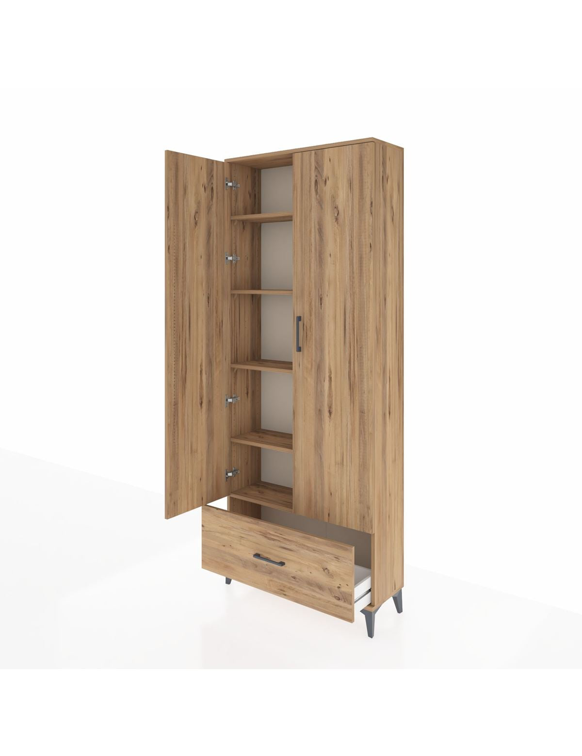 Arges Dolap 5 Raflı Tek Çekmeceli 2 Kapaklı 88x30x221 - S30M011V9A