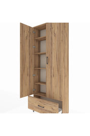 Arges Dolap 5 Raflı Tek Çekmeceli 2 Kapaklı 88x30x221 Çam-Çam