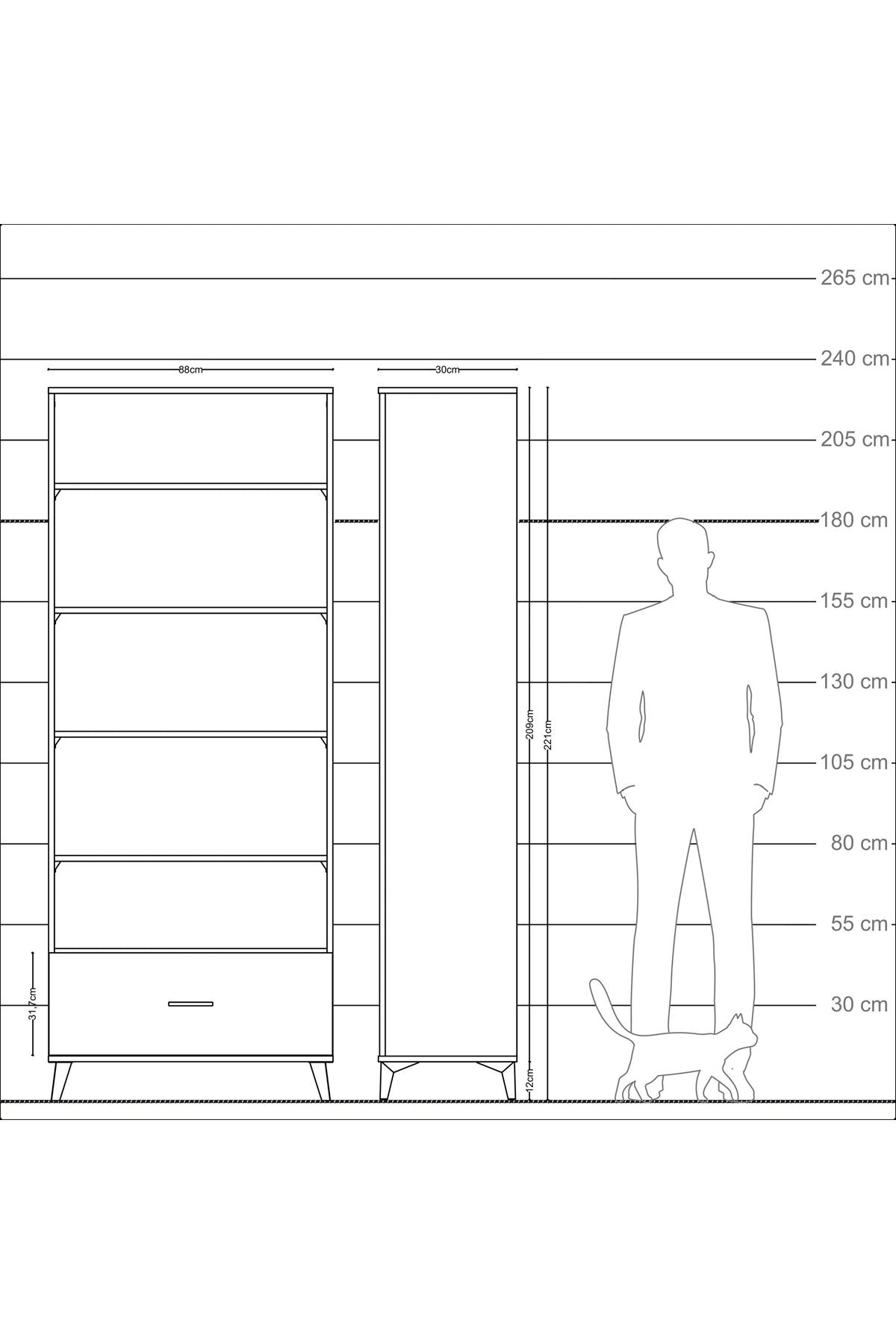 Arges Dolap 5 Raflı Tek Çekmeceli 88x30x221 Aytaşı-Antrasit
