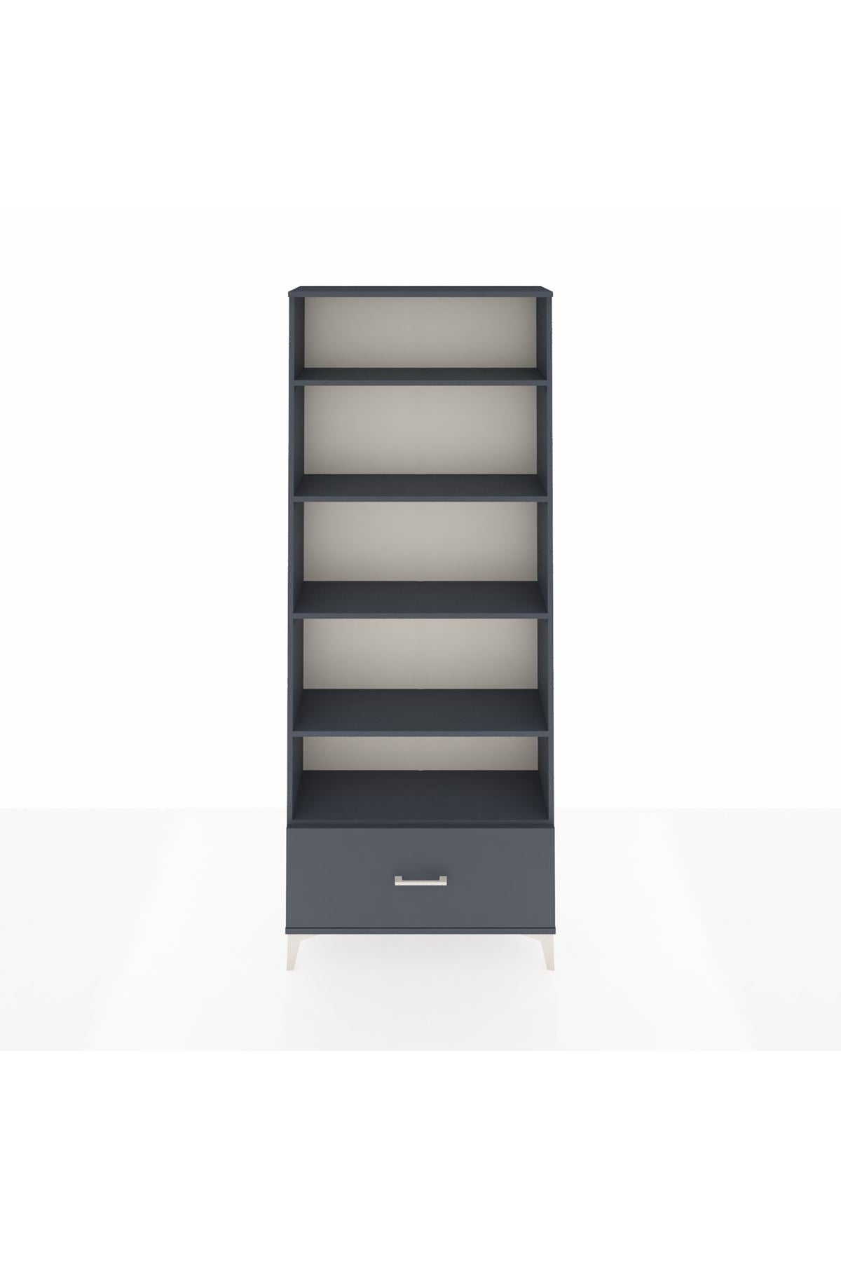 Arges Dolap 5 Raflı Tek Çekmeceli 88x30x221 Antrasit-Antrasit