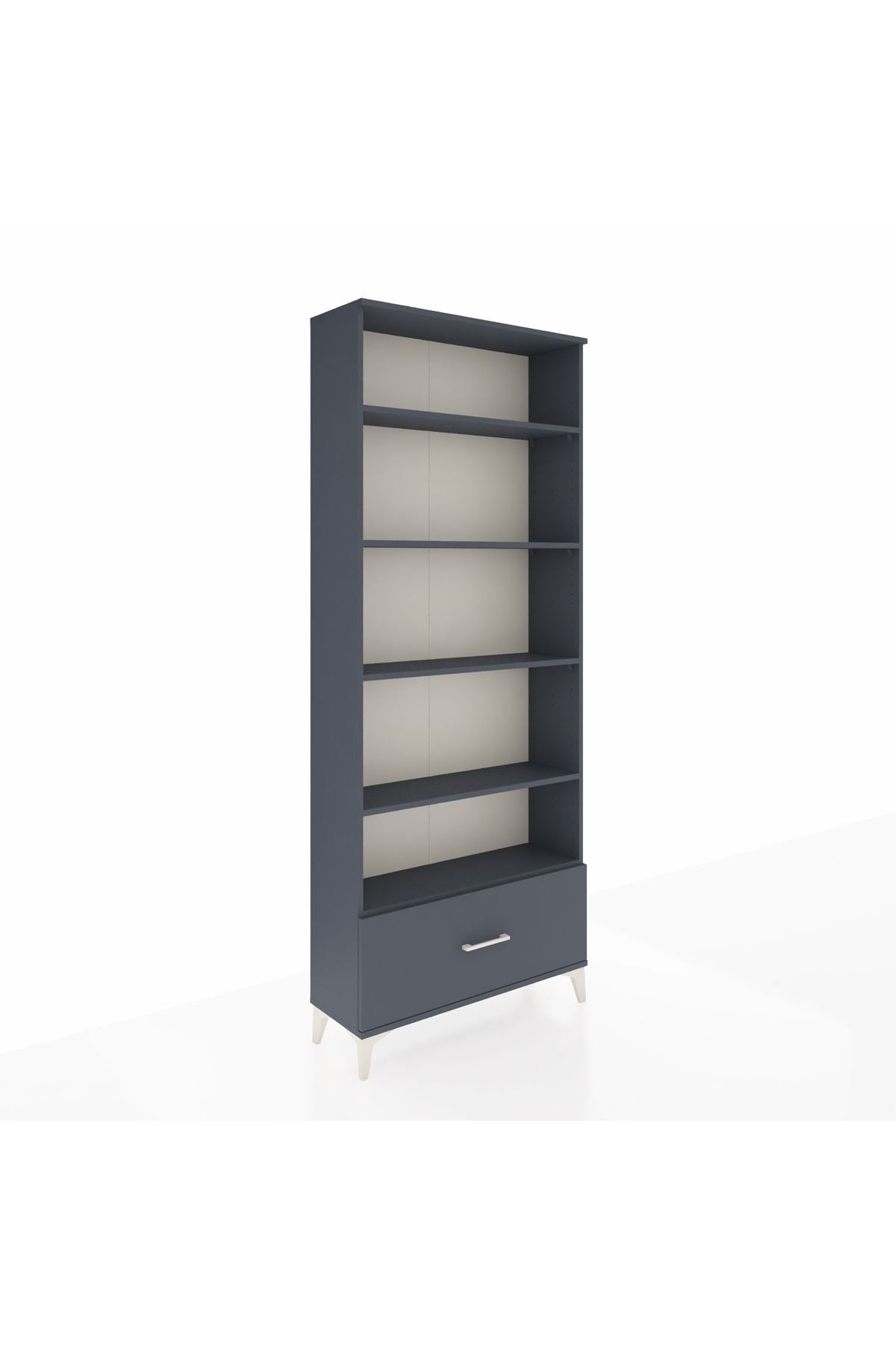 Arges Dolap 5 Raflı Tek Çekmeceli 88x30x221 Antrasit-Antrasit