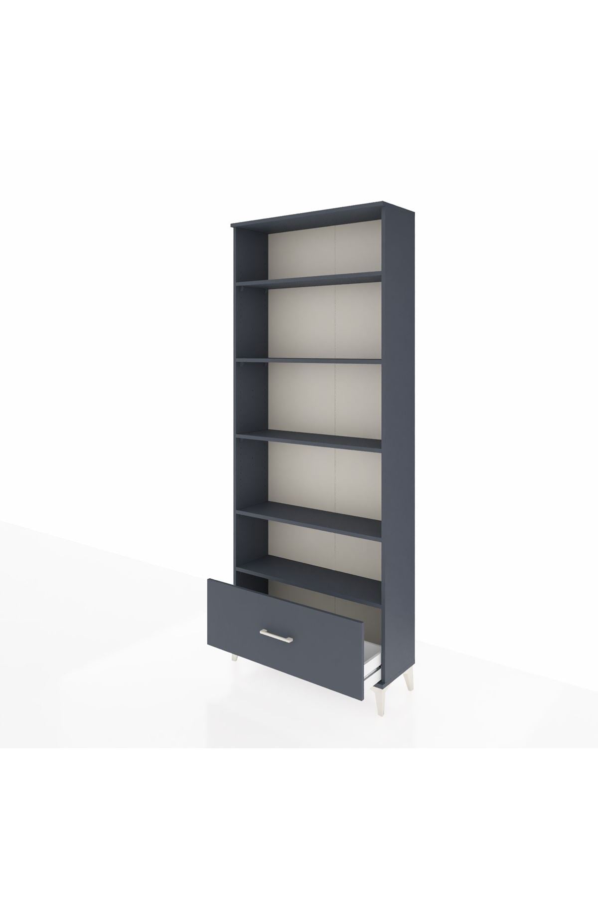 Arges Dolap 5 Raflı Tek Çekmeceli 88x30x221 Antrasit-Antrasit