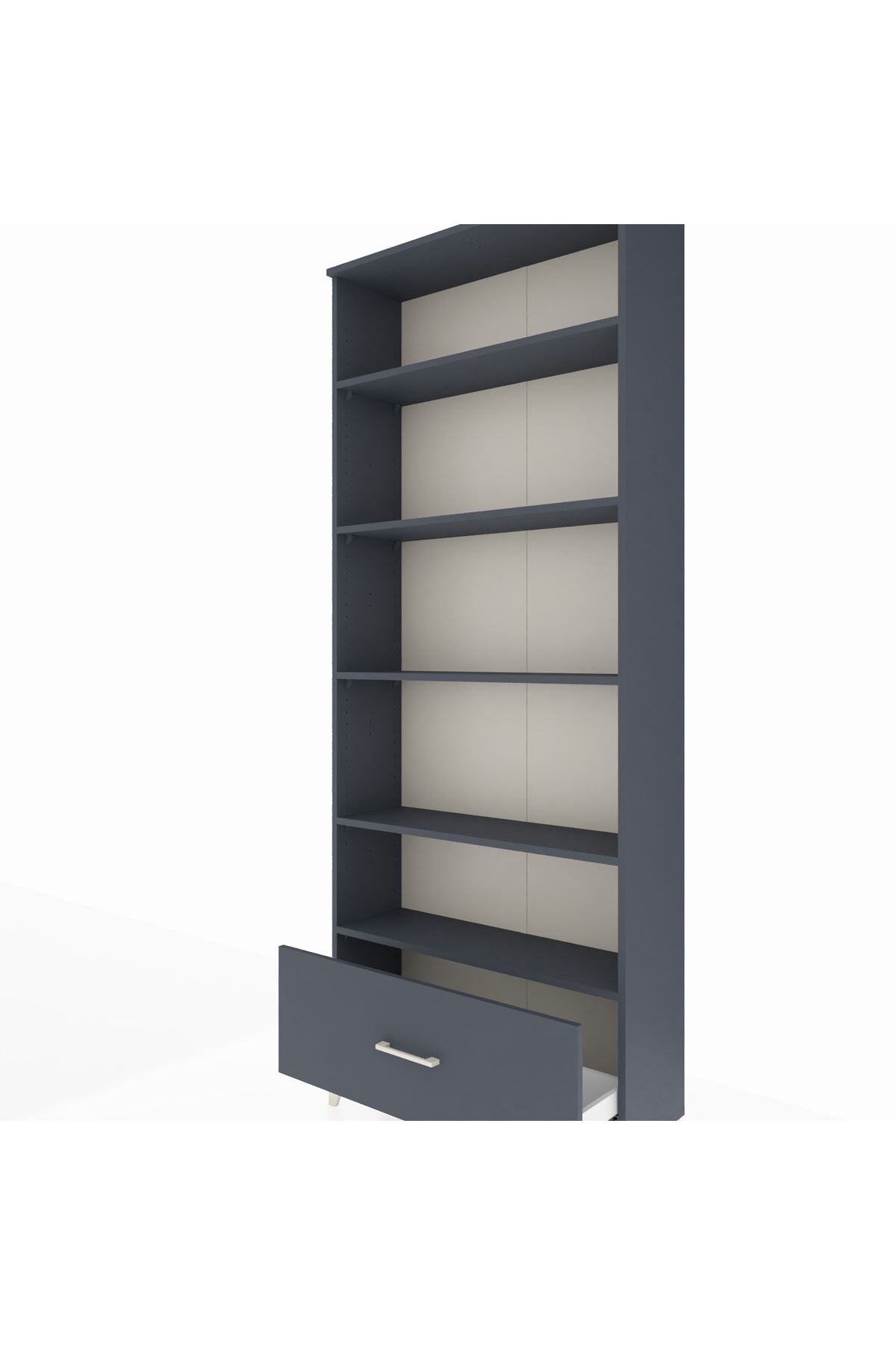 Arges Dolap 5 Raflı Tek Çekmeceli 88x30x221 Antrasit-Antrasit