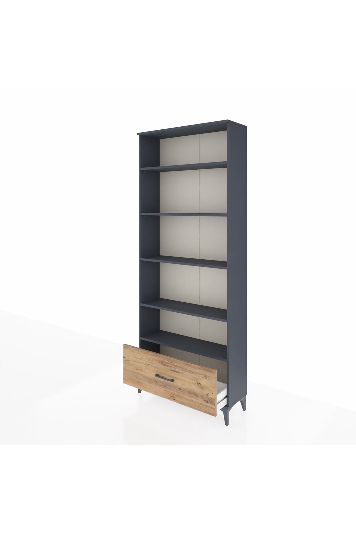 Arges Dolap 5 Raflı Tek Çekmeceli 88x30x221 Antrasit-Çam