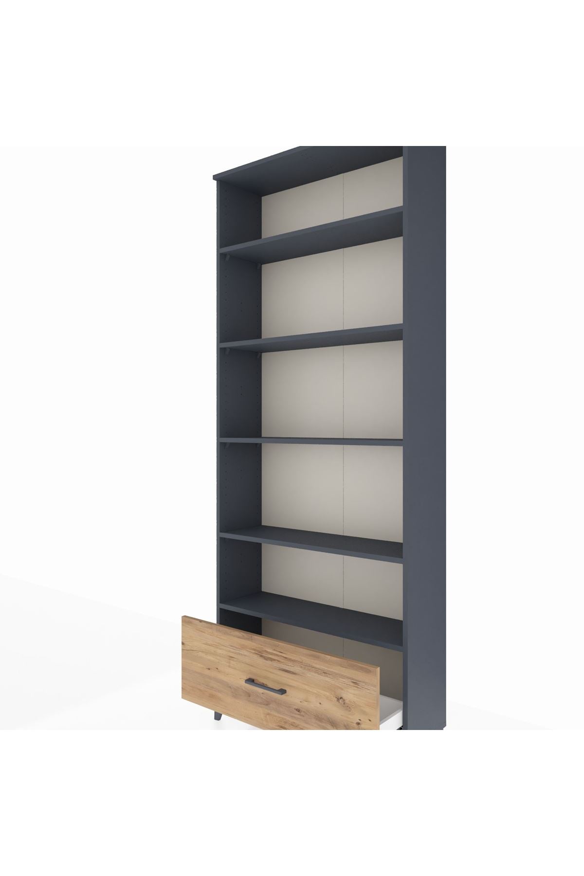 Arges Dolap 5 Raflı Tek Çekmeceli 88x30x221 Antrasit-Çam