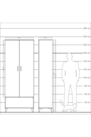 Arges Dolap 2 Raflı 2 Kapaklı Tek Askılı 88x30x221 Aytaşı-Çam