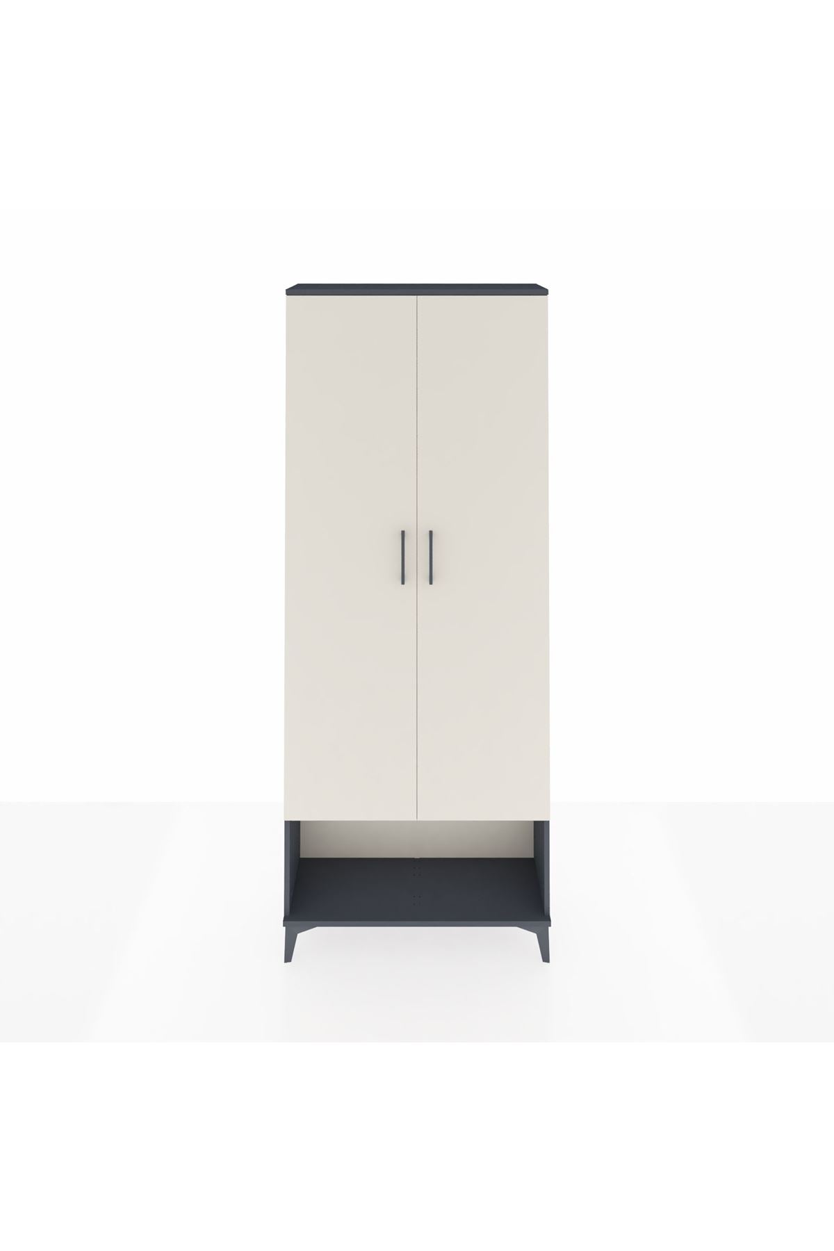 Arges Dolap 2 Raflı 2 Kapaklı Tek Askılı 88x30x221 Antrasit-Aytaşı