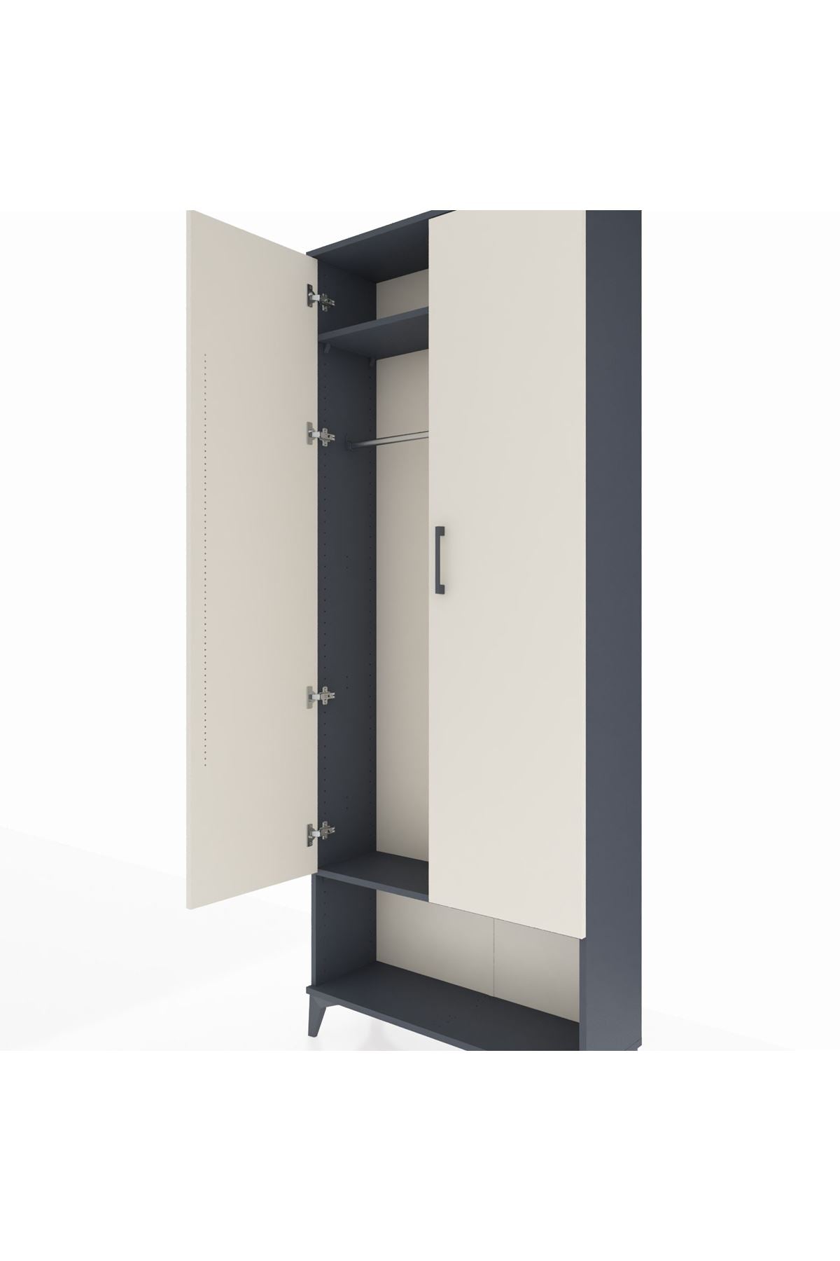 Arges Dolap 2 Raflı 2 Kapaklı Tek Askılı 88x30x221 Antrasit-Aytaşı