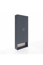 Arges Dolap 2 Raflı 2 Kapaklı Tek Askılı 88x30x221 Antrasit-Antrasit