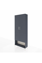 Arges Dolap 2 Raflı 2 Kapaklı Tek Askılı 88x30x221 Antrasit-Antrasit