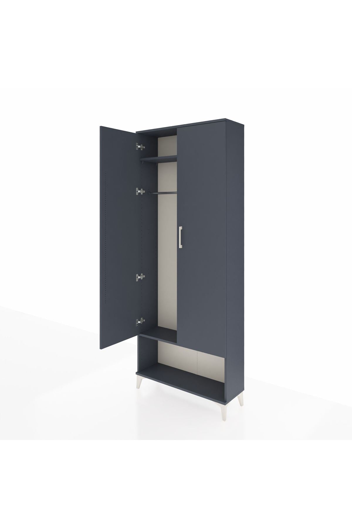 Arges Dolap 2 Raflı 2 Kapaklı Tek Askılı 88x30x221 Antrasit-Antrasit