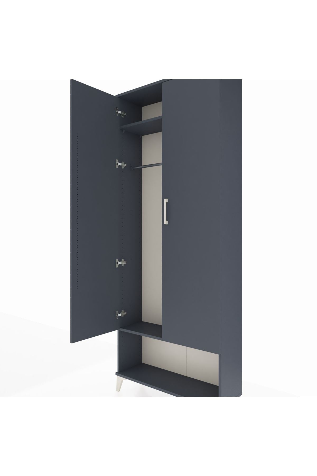 Arges Dolap 2 Raflı 2 Kapaklı Tek Askılı 88x30x221 Antrasit-Antrasit