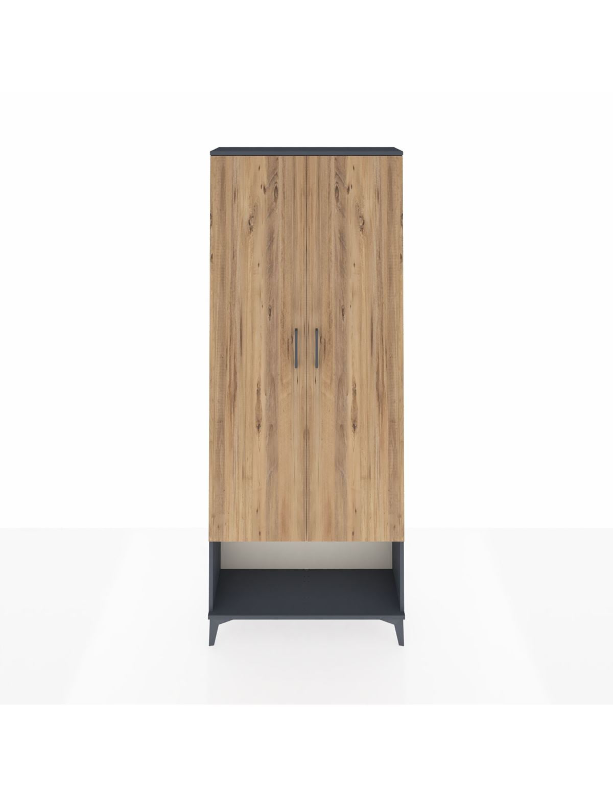 Arges Dolap 2 Raflı 2 Kapaklı Tek Askılı 88x30x221 Antrasit-Çam